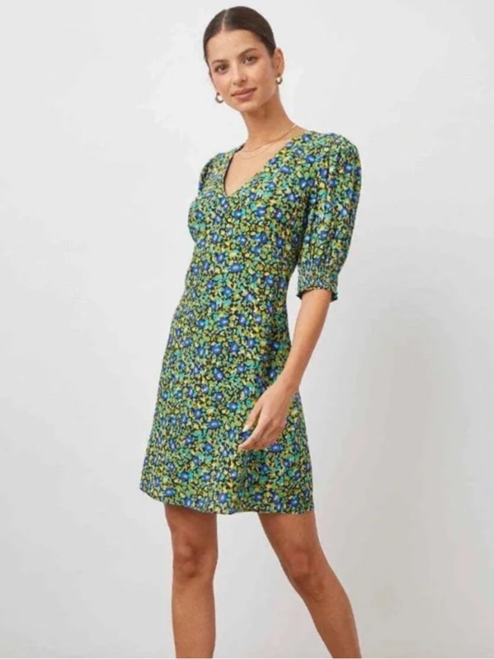 Rails Roma Short Sleeve Mini Dress Abstract Garden Floral Casual Women’s Small